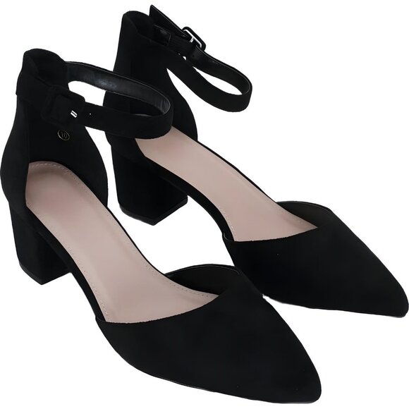 Black Suede Ankle Strap Heels - Picture 4 of 6